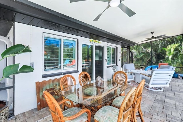 4911 Esplanade St, Bonita Springs, FL 34134 - view of patio featuring a ceiling fan, outdoor dining space, and outdoor lounge area