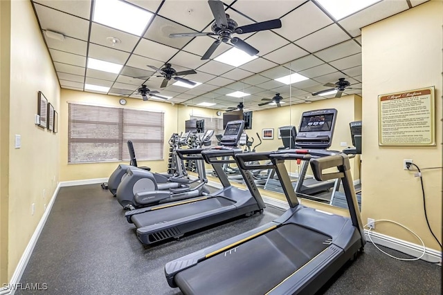 300 S Collier Blvd Unit 303, Marco Island, FL 34145 - workout area with a paneled ceiling and ceiling fan