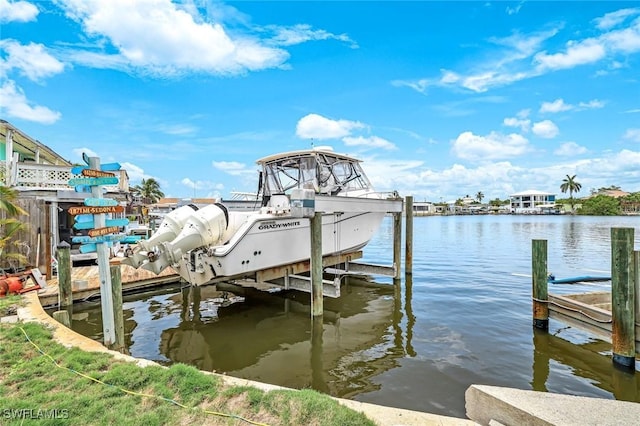 527 Goodland Drive W, Goodland, FL 34140 - dock with boat lift and a water view
