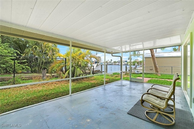 527 Goodland Drive W, Goodland, FL 34140 - unfurnished sunroom with a water view