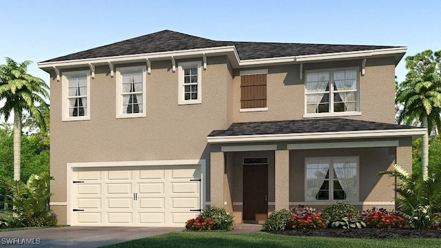 620 SW 8th Ct, Cape Coral, FL 33991 - view of front of house with an attached garage, stucco siding, driveway, and a shingled roof