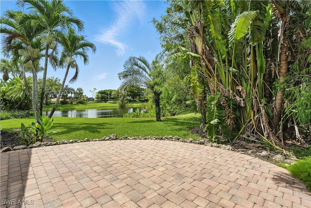 1381 Areca Cv, Naples, FL 34119 - view of patio featuring a water view