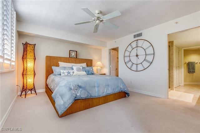 4745 Estero Blvd Unit 302, Fort Myers Beach, FL 33931 - carpeted bedroom featuring ceiling fan and connected bathroom