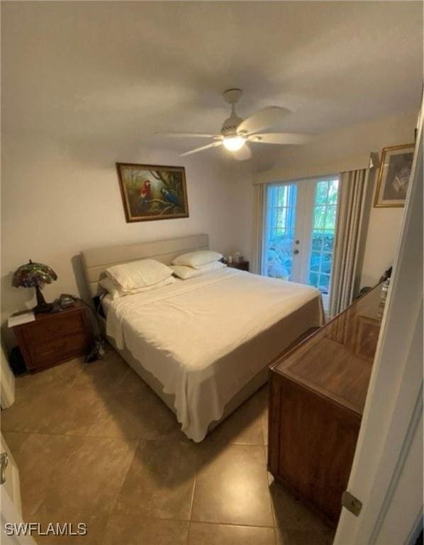 850 Elkhorn Ct Unit 213, Marco Island, FL 34145 - bedroom featuring light tile patterned flooring, access to outside, and a ceiling fan