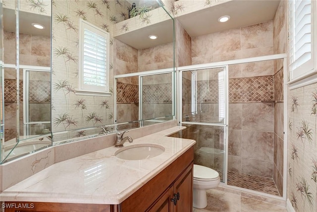 12850 Terabella Way, Fort Myers, FL 33912 - full bath with vanity, healthy amount of natural light, a stall shower, and recessed lighting