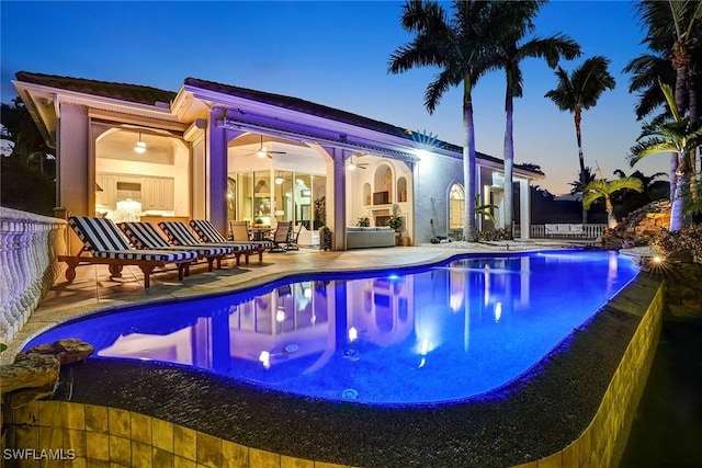 12850 Terabella Way, Fort Myers, FL 33912 - view of pool featuring a patio area, ceiling fan, and an infinity pool