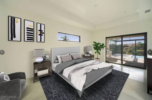 4612 SW 22nd Pl, Cape Coral, FL 33914 - bedroom featuring access to exterior and a tray ceiling