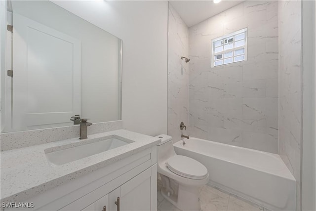 3111 11th St W, Lehigh Acres, FL 33971 - bathroom with vanity, marble look tiles, and shower / washtub combination