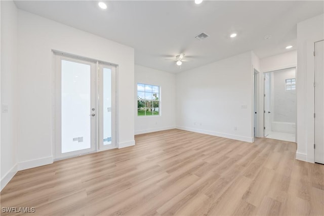 3109 11th St W, Lehigh Acres, FL 33971 - unfurnished room with a ceiling fan, light wood-type flooring, and recessed lighting
