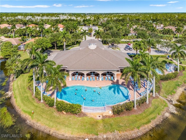 14813 Canton Ct, Naples, FL 34114 - aerial perspective of suburban area featuring a pool area