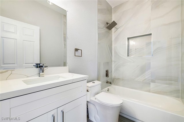 1909 Moore Ave, Lehigh Acres, FL 33972 - bathroom with vanity, shower / tub combination, and a textured wall