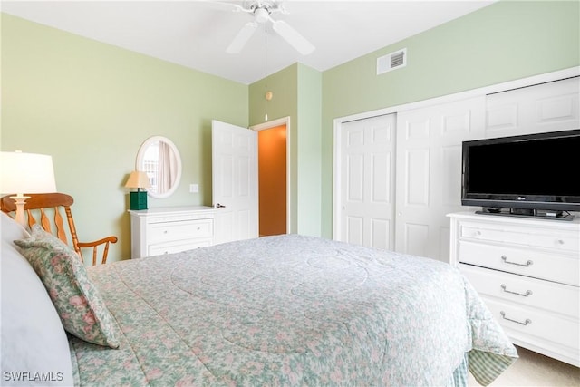 76 4th St Unit 2-102, Bonita Springs, FL 34134 - bedroom with a closet and ceiling fan