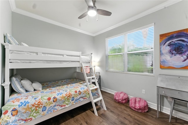 6899 Del Mar Ter, Naples, FL 34105 - bedroom featuring ornamental molding, wood finished floors, and ceiling fan