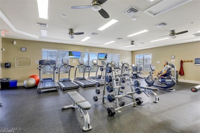 6899 Del Mar Ter, Naples, FL 34105 - exercise room with a ceiling fan