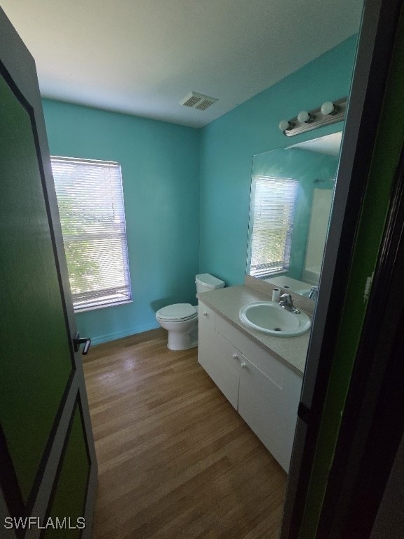 3022 34th St SW, Lehigh Acres, FL 33976 - bathroom featuring vanity, healthy amount of natural light, and wood finished floors
