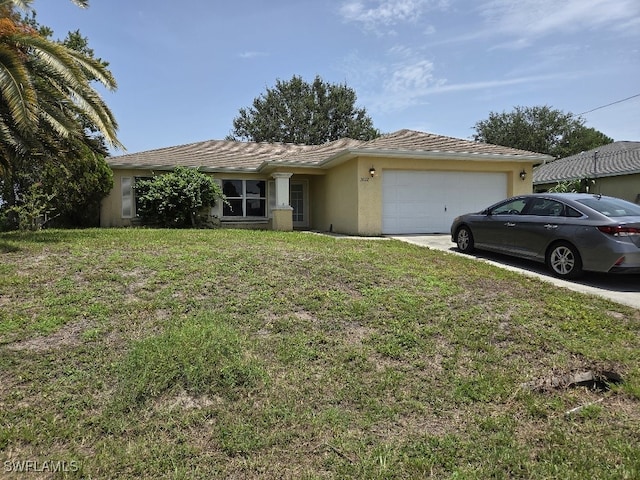 3022 34th St SW, Lehigh Acres, FL 33976 - ranch-style house featuring an attached garage, stucco siding, concrete driveway, and a front lawn