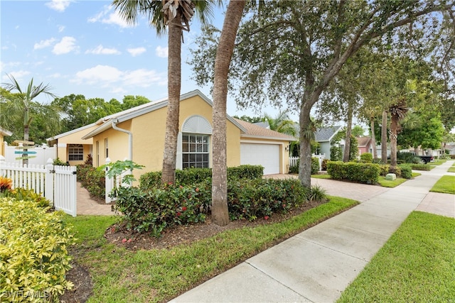 1057 Silverstrand Dr, Naples, FL 34110 - view of property exterior with stucco siding, driveway, and a garage