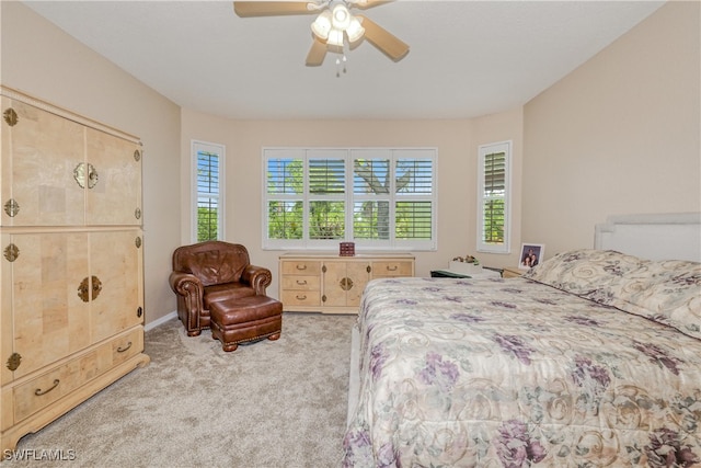 4776 Fairloop Run, Lehigh Acres, FL 33973 - bedroom with multiple windows, light carpet, and ceiling fan