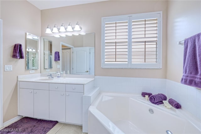 4776 Fairloop Run, Lehigh Acres, FL 33973 - full bath featuring vanity, a bath, and tile patterned flooring