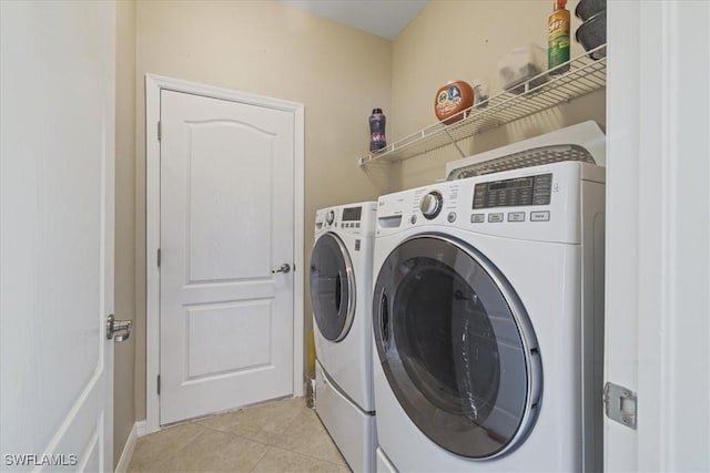 20333 Cypress Shadows Blvd, Estero, FL 33928 - washroom featuring washing machine and dryer and light tile patterned flooring