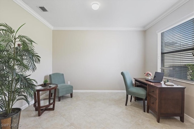 20333 Cypress Shadows Blvd, Estero, FL 33928 - office with crown molding and light tile patterned flooring