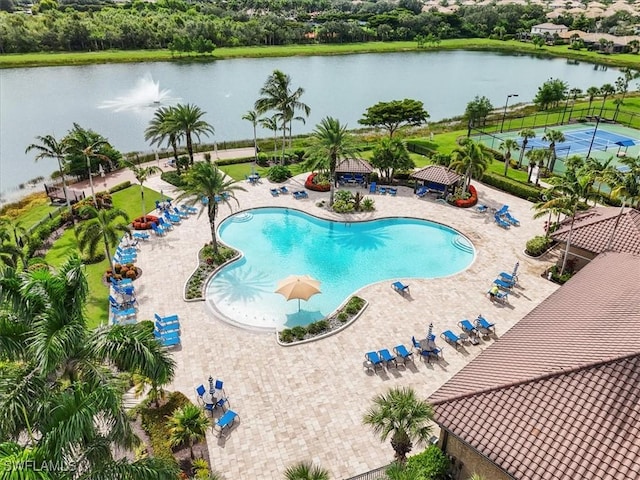 20333 Cypress Shadows Blvd, Estero, FL 33928 - community pool featuring a water view, a gazebo, and a patio
