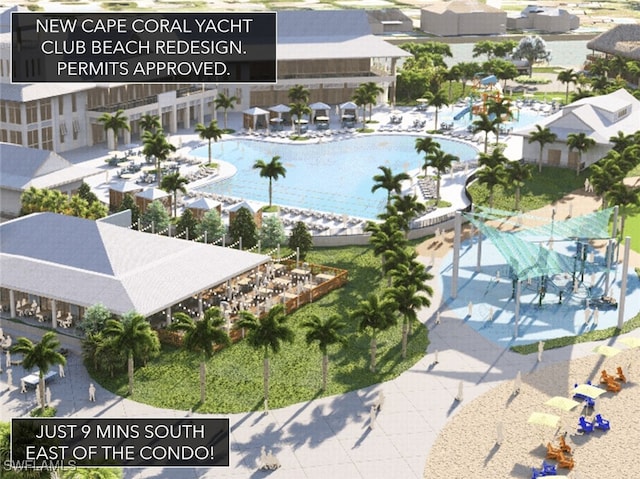 610 SW 47th Ter Unit 2, Cape Coral, FL 33914 - bird's eye view of a pool area