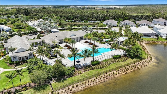 8951 Saint Lucia Dr, Naples, FL 34114 - aerial view of residential area featuring a pool area and a large body of water