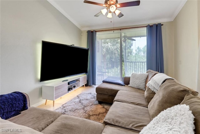 20310 Estero Gardens Cir Unit 203, Estero, FL 33928 - living area featuring crown molding and ceiling fan