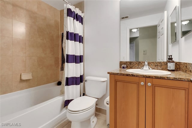 20310 Estero Gardens Cir Unit 203, Estero, FL 33928 - full bathroom featuring vanity, shower / bathtub combination with curtain, and tile patterned flooring
