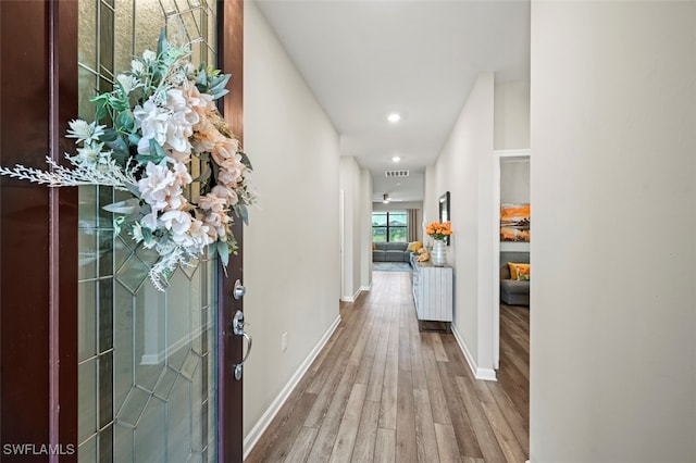 19280 Elston Way, Estero, FL 33928 - hall featuring wood finished floors and recessed lighting