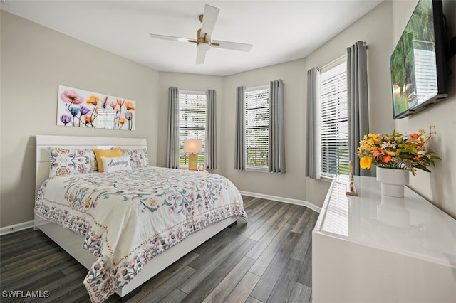 19280 Elston Way, Estero, FL 33928 - bedroom with dark wood finished floors and a ceiling fan
