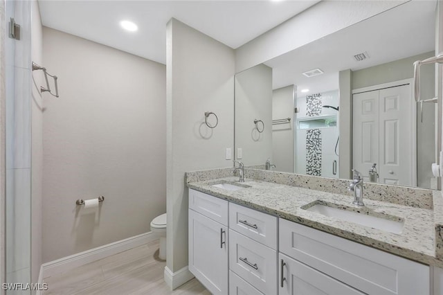 1417 Acacia Ave, Lehigh Acres, FL 33972 - full bath featuring double vanity, a shower, and recessed lighting