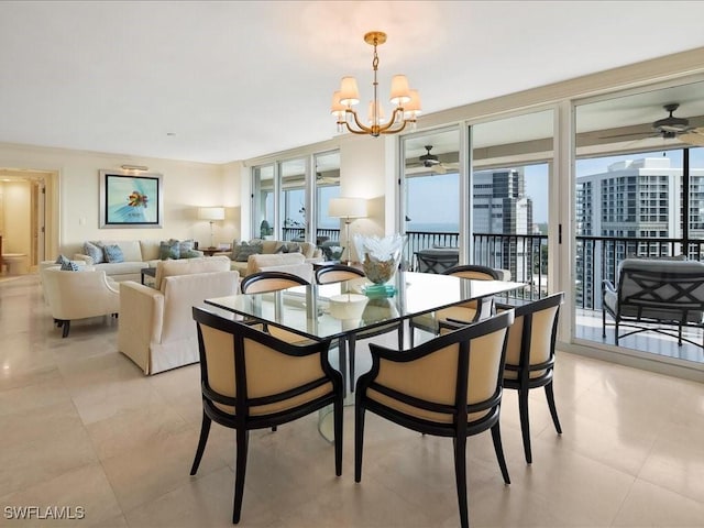4651 Gulf Shore Blvd N Unit 1605, Naples, FL 34103 - dining space featuring a ceiling fan and a chandelier