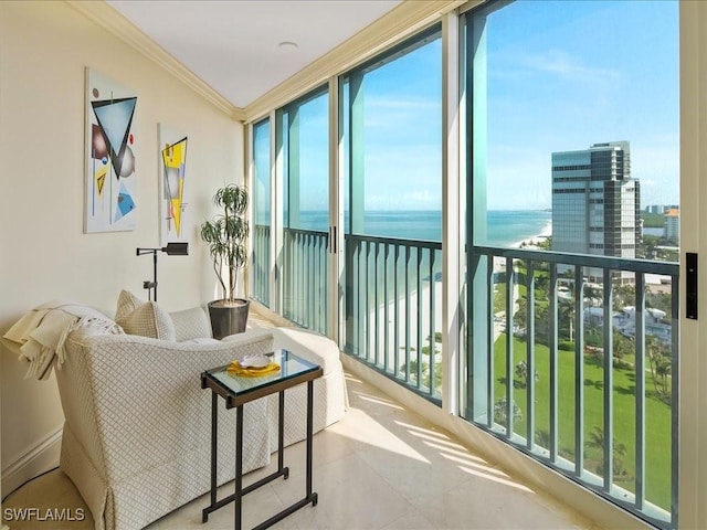 4651 Gulf Shore Blvd N Unit 1605, Naples, FL 34103 - sunroom featuring a water view and healthy amount of natural light