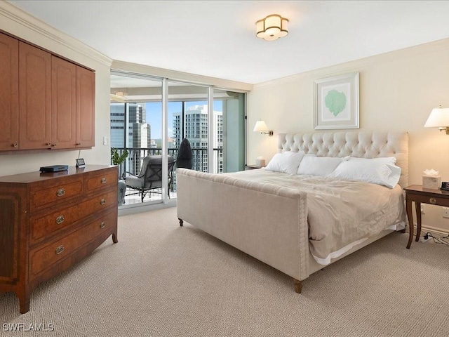 4651 Gulf Shore Blvd N Unit 1605, Naples, FL 34103 - bedroom featuring light colored carpet, access to exterior, crown molding, and a city view