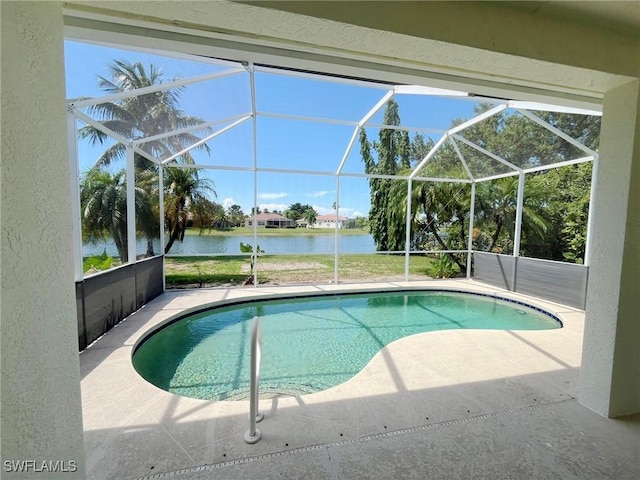 812 Grand Rapids Blvd, Naples, FL 34120 - swimming pool with a water view, a patio, and glass enclosure
