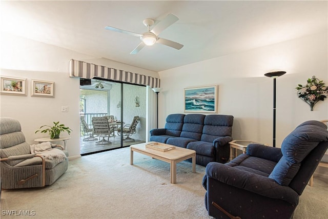 1733 Courtyard Way Unit B205, Naples, FL 34112 - carpeted living room with ceiling fan