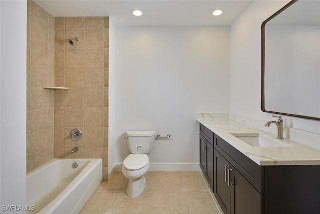 24011 Via Castella Dr Unit 2402, Bonita Springs, FL 34134 - bathroom with vanity, tile patterned flooring, washtub / shower combination, and recessed lighting
