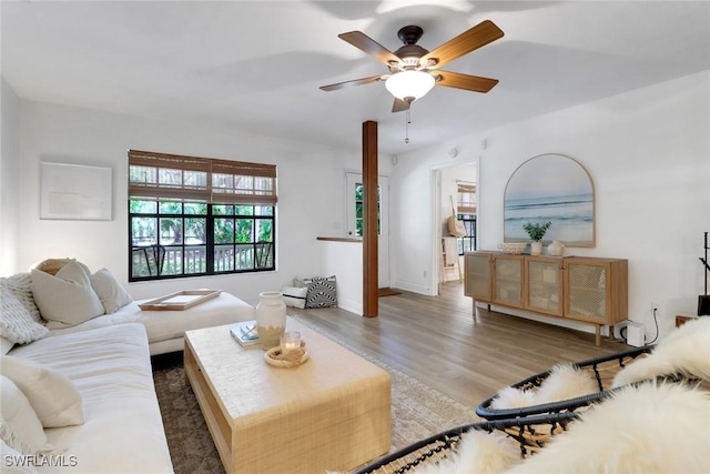 3110 10th Ave SE, Naples, FL 34117 - living area with wood finished floors and a ceiling fan