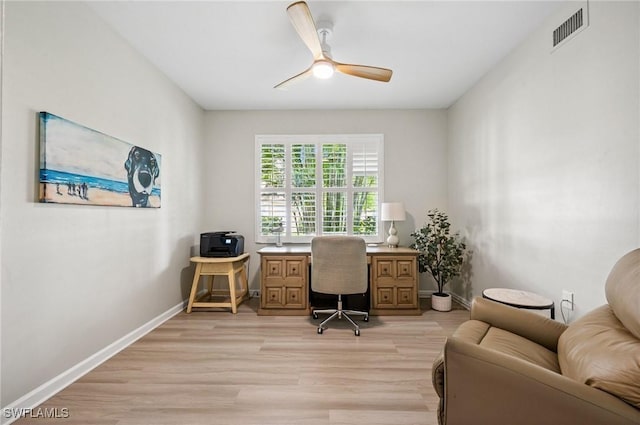 2370 Magnolia Ave Unit 6807, Naples, FL 34112 - office area featuring a ceiling fan and light wood-style flooring