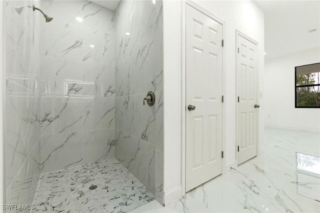 2803 E 13th St, Lehigh Acres, FL 33972 - full bathroom featuring a marble finish shower and marble finish flooring