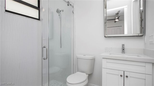 1030 22nd Ave NE, Naples, FL 34120 - full bath with vanity, a shower stall, and a ceiling fan