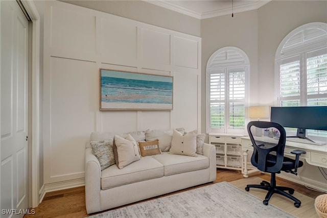 11330 Hidalgo Ct, Fort Myers, FL 33912 - home office with ornamental molding and wood finished floors