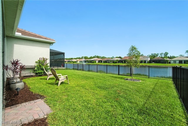 3387 Pilot Cir, Naples, FL 34120 - fenced backyard with a water view, glass enclosure, and a residential view
