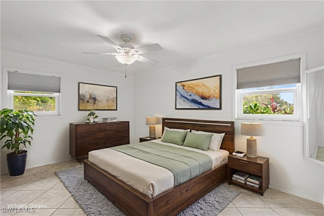 4811 Shady River Ln, Fort Myers, FL 33905 - bedroom with a ceiling fan and light tile patterned floors