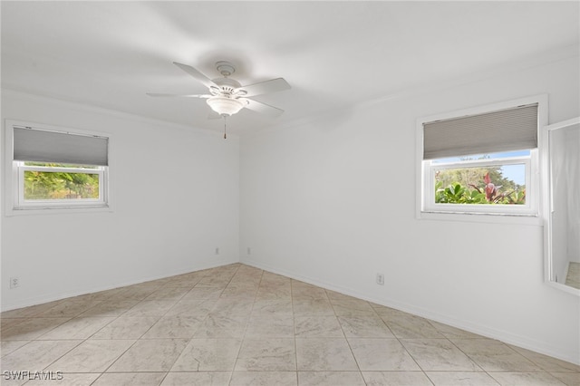 4811 Shady River Ln, Fort Myers, FL 33905 - empty room with healthy amount of natural light, ceiling fan, and crown molding