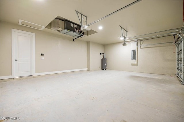 1117 SW Trafalgar Pkwy, Cape Coral, FL 33991 - garage featuring water heater, a garage door opener, and electric panel