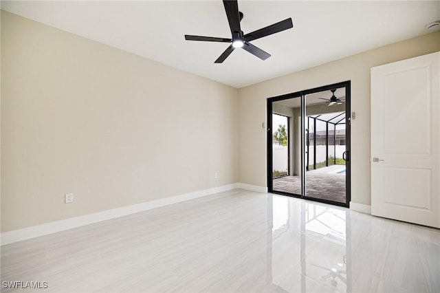 1117 SW Trafalgar Pkwy, Cape Coral, FL 33991 - spare room featuring a ceiling fan and light wood-style floors