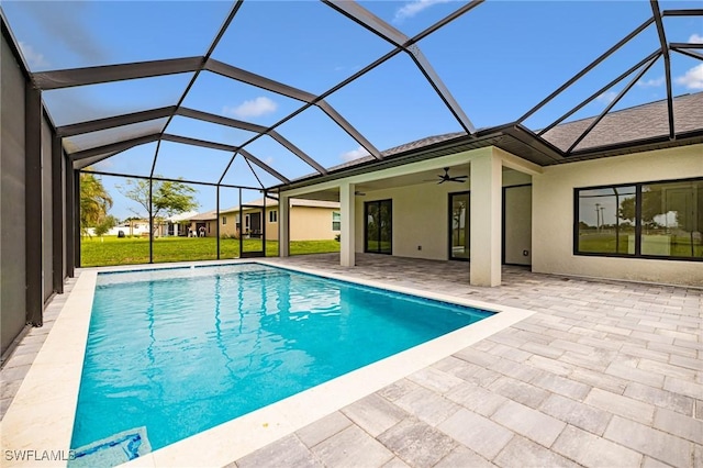 1328 SW 22nd Pl, Cape Coral, FL 33991 - outdoor pool with a patio area, ceiling fan, and a lanai